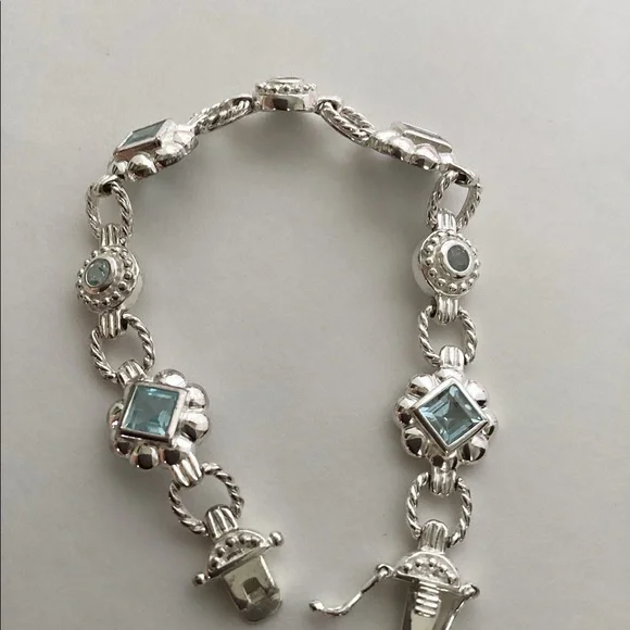 STERLING BYZANTINE TOPAZ BRACELET - Picture 2 of 9